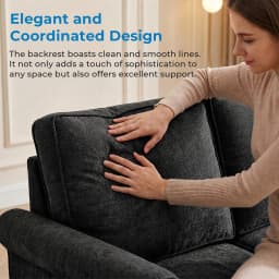 Modern 3PCS Chenille Sofa Set Thick Cushion Rivet Design Living Room Couch with Wood Frame & Gourd Shape Legs