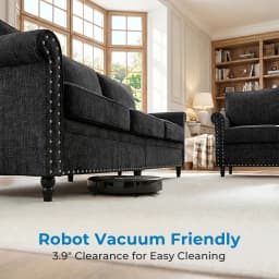 Modern 3PCS Chenille Sofa Set Thick Cushion Rivet Design Living Room Couch with Wood Frame & Gourd Shape Legs