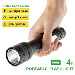 Portable Flashlight with Side-Mounted Led Light, Three-Level Dimming (High Brightness/Low Brightness/Strobe), with Power Bank Function, Supports Mobile Phone Charging, 2000Mah USB Charging, Work Lighting, Outdoor Camping Emergency Light