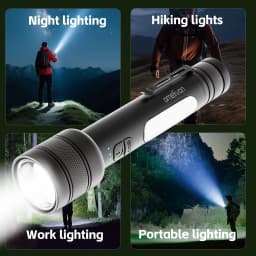 Portable Flashlight with Side-Mounted Led Light, Three-Level Dimming (High Brightness/Low Brightness/Strobe), with Power Bank Function, Supports Mobile Phone Charging, 2000Mah USB Charging, Work Lighting, Outdoor Camping Emergency Light