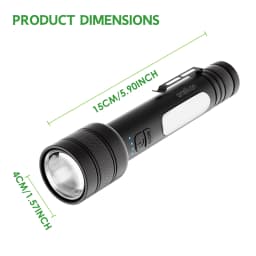 Portable Flashlight with Side-Mounted Led Light, Three-Level Dimming (High Brightness/Low Brightness/Strobe), with Power Bank Function, Supports Mobile Phone Charging, 2000Mah USB Charging, Work Lighting, Outdoor Camping Emergency Light