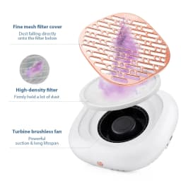 130W High Power Mini Nail Dust Collector Vacuum Cleaner 6 Gear Adjustable Suction Manicure Extractor Fan with High Density Filter for Nail Salon Personal Use