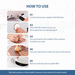 130W High Power Mini Nail Dust Collector Vacuum Cleaner 6 Gear Adjustable Suction Manicure Extractor Fan with High Density Filter for Nail Salon Personal Use