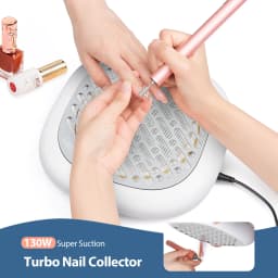 130W High Power Mini Nail Dust Collector Vacuum Cleaner 6 Gear Adjustable Suction Manicure Extractor Fan with High Density Filter for Nail Salon Personal Use