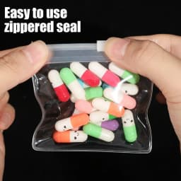 50/5PCS Mini Clear Bag Pill Dispenser Bags Protable Travel Jewel Pouch with Sliding Zipper Self-sealing Waterproof Storage Bags