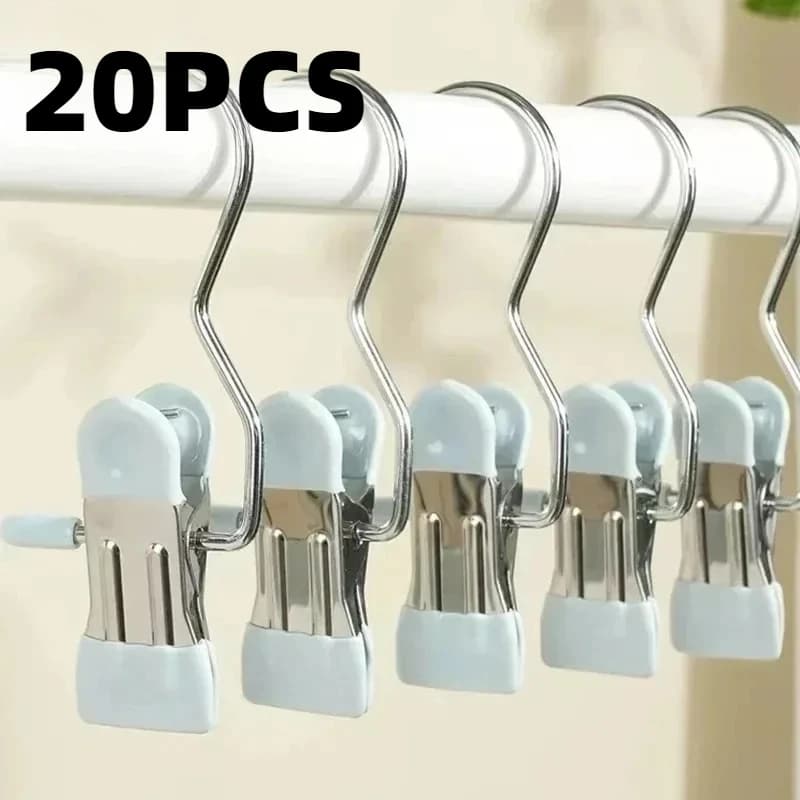 Multifunctional Clothespin Hanger Clothes Hook Buckle Metal Stainless Steel Hat Skirt Trouser Clip Clothing Wardrobe Storage
