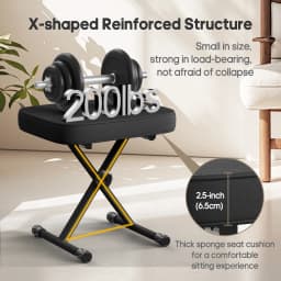 JHK X-shaped Adjustable Padded Folding Chairs for Living Room Sturdy Metal Collapsible Piano Guitar Stool with 2.56 Inch Thickness High-Density Sponge and 3-Position Height for Home