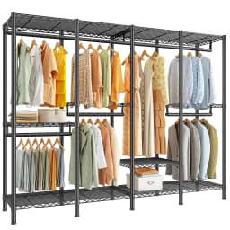 EnHomee 76.9"H Heavy Duty White Clothing Rack – 1,100 LBS Load Limit, Adjustable Metal Garment Rack for Bedroom or Closet