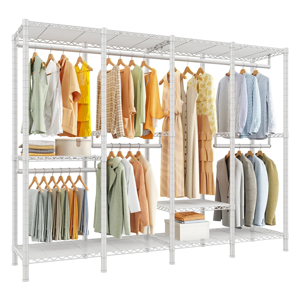 EnHomee 76.9"H Heavy Duty White Clothing Rack – 1,100 LBS Load Limit, Adjustable Metal Garment Rack for Bedroom or Closet