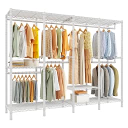 EnHomee 76.9"H Heavy Duty White Clothing Rack – 1,100 LBS Load Limit, Adjustable Metal Garment Rack for Bedroom or Closet