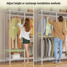 EnHomee 76.9"H Heavy Duty White Clothing Rack – 1,100 LBS Load Limit, Adjustable Metal Garment Rack for Bedroom or Closet