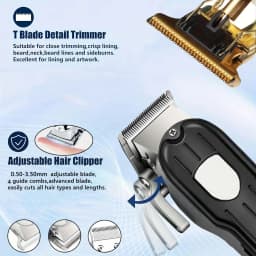 Professional Hair Clipper Set with LCD Display, Rechargeable Electric Trimmer for Men, Includes T-Outliner, Foil Shaver, Guide Combs & Accessories