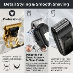 Professional Hair Clipper Set with LCD Display, Rechargeable Electric Trimmer for Men, Includes T-Outliner, Foil Shaver, Guide Combs & Accessories