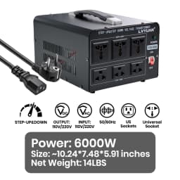 Lvyuan Voltage Converter Transformer 700VA/3500VA/6000VA Heavy Duty Step Up/Down Transformer with US&UN Outlet 5V USB Port