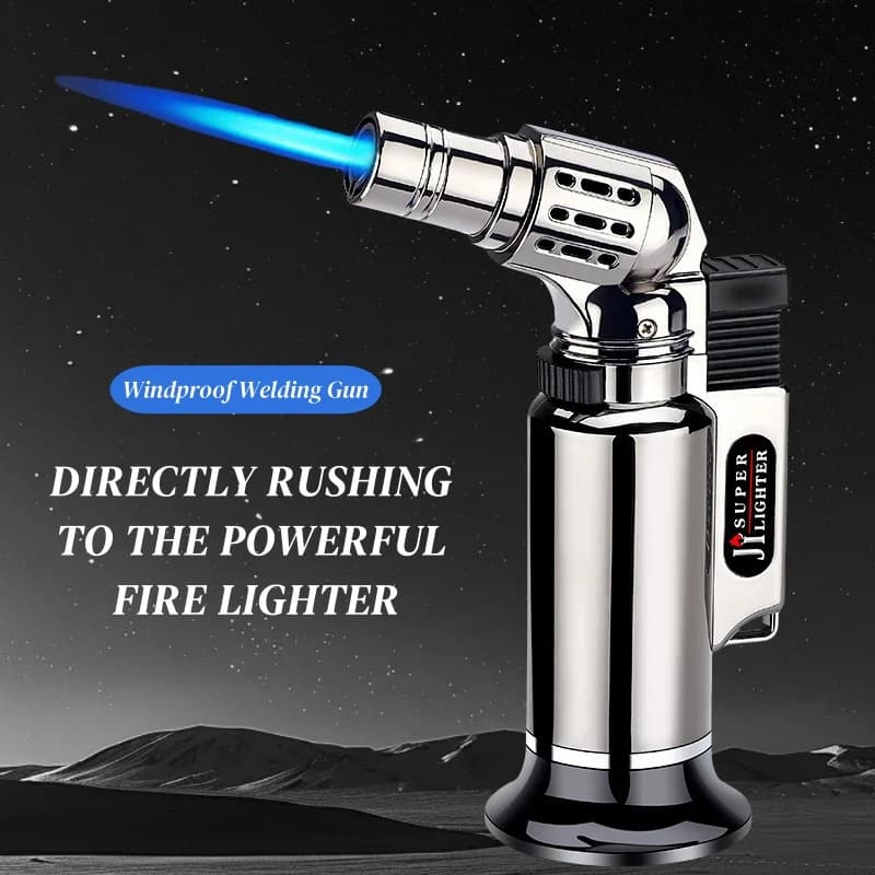 Metal Windproof Jet Flame Gas Lighter Refillable Portable Torch Lighter for Men's Gifts Kitchen Cooking Welding Baking BBQ