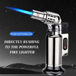 Metal Windproof Jet Flame Gas Lighter Refillable Portable Torch Lighter for Men's Gifts Kitchen Cooking Welding Baking BBQ