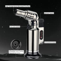 Metal Windproof Jet Flame Gas Lighter Refillable Portable Torch Lighter for Men's Gifts Kitchen Cooking Welding Baking BBQ