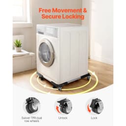 SucceBuy 1100 lbs Furniture Mover Dolly Fridge Stand with 8 Locking Twin Wheels 27.5 -35.4in Adjustable Mobile Base for Washer