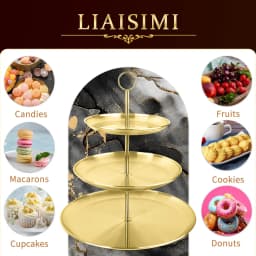 Afternoon Tea Stand, 3 Tier Gold for Pastries & Macarons. 27cm, Elegant Serving Tray