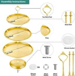 Afternoon Tea Stand, 3 Tier Gold for Pastries & Macarons. 27cm, Elegant Serving Tray