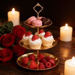 Afternoon Tea Stand, 3 Tier Gold for Pastries & Macarons. 27cm, Elegant Serving Tray