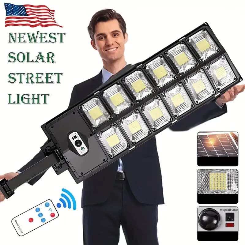 504LED Ultra-Bright Solar Street Light Wide Angle Motion Sensor, Remote Control, Energy-Efficient, Waterproof 4300mAh