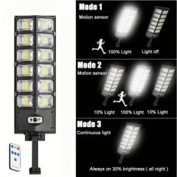 504LED Ultra-Bright Solar Street Light Wide Angle Motion Sensor, Remote Control, Energy-Efficient, Waterproof 4300mAh