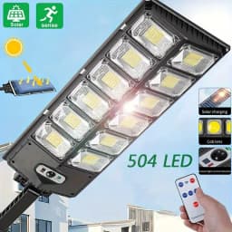 504LED Ultra-Bright Solar Street Light Wide Angle Motion Sensor, Remote Control, Energy-Efficient, Waterproof 4300mAh