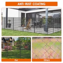 15 Panels No Dig Fence with Gate 32 in H X 36 ft(L) Garden Decorative Fence Animal Barrier for Dogs Rustproof Metal Garden Edgi