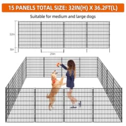 15 Panels No Dig Fence with Gate 32 in H X 36 ft(L) Garden Decorative Fence Animal Barrier for Dogs Rustproof Metal Garden Edgi