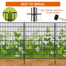 15 Panels No Dig Fence with Gate 32 in H X 36 ft(L) Garden Decorative Fence Animal Barrier for Dogs Rustproof Metal Garden Edgi