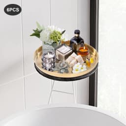 6Pcs Round Serving Trays, Stainless Steel Table Tray, Versatile Gold Decorative Tray Jewelry Display Tray Tea Service Tray NEW