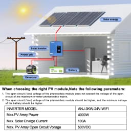 24V 3000W 120V off grid solar inverter 4000W maximum PV input pure sine wave built-in 100A MPPT hybrid inverter US stock