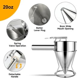 2026 Pancake Batter Dispenser with 4 Nozzles Multi-Caliber Stainless Steel Funnel Cake Dispenser with Stand Great for Bake Goods