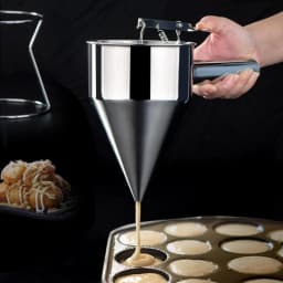 2026 Pancake Batter Dispenser with 4 Nozzles Multi-Caliber Stainless Steel Funnel Cake Dispenser with Stand Great for Bake Goods