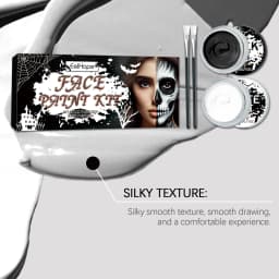 Eelhope Halloween Black White Body Paint Professional Face Body Art Makeup Smudge Proof Waterproof Body Paint for Costume Party