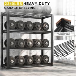 Sturdy 4-Shelf Garage Storage Unit, Supports Up to 2240 Pounds - Dimensions: 40" Wide X 19.5" Deep X 59.5" High