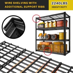 Sturdy 4-Shelf Garage Storage Unit, Supports Up to 2240 Pounds - Dimensions: 40" Wide X 19.5" Deep X 59.5" High