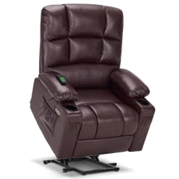 Large Dual Motor Power Lift Recliner Chair for Elderly, Massage and Heat, Lay Flat, Zero Gravity, Home Button, USB Port, Faux Le