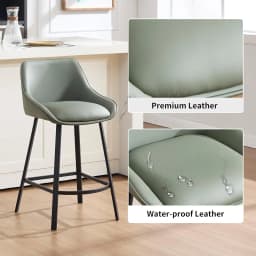 26" Modern Bar Stools Set of 2, Faux Leather Upholstered Bar Stools, Counter Height Bar Chairs with Back, Customized