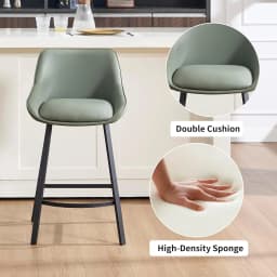 26" Modern Bar Stools Set of 2, Faux Leather Upholstered Bar Stools, Counter Height Bar Chairs with Back, Customized
