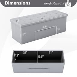 43 Inches Folding Storage Ottoman Bench with Side Pocket Storage Chest