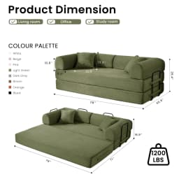 79’’ Folding Convertible Sofa Bed Corduroy Upholstered Boneless Couch, Loveseat Sleeper Floor Sofa for Living Room Bedroom