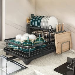 Commercial-Grade Dish Drying Rack – 2-Tier Stainless Steel with Water Catch Tray, Rust-Proof for Home or Business