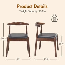 Dining Chairs Set of 2, Mid-Century Modern Kitchen & Dining Room Chairs with Solid Wood Legs, for Home