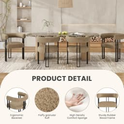 Farini Set of 2 Upholstered Bouclé Dining Arm Chairs, Modern Accent Chairs with Cushioned Seat & Back, for Living Room