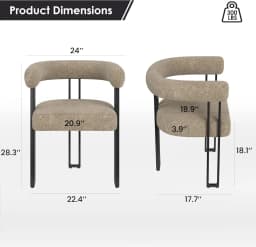 Farini Set of 2 Upholstered Bouclé Dining Arm Chairs, Modern Accent Chairs with Cushioned Seat & Back, for Living Room
