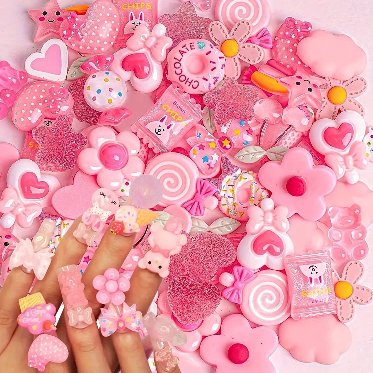 100 Pieces Slime Charms Mixed Candy Sweets,Resin Fake Candy Nail Charms, Assorted Slime Making Supplies For Dly Scrapbooking Cra