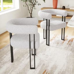 Farini Upholstered Dining Arm Chairs Set of 2, Modern Cushioned Accent Chairs with Metal Frame