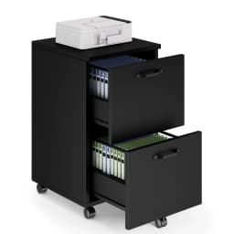 JHK Living Room 2 Drawer Rolling Wood Filing Cabinet with Printer Stand Under Desk Storage Lockable Wheels Home Office Organizer